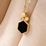 Geometric Honeycomb Agate Jewelry Set - Chinese Retro Charm