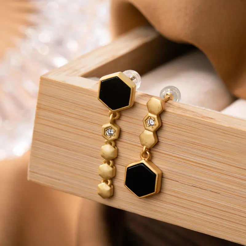 Geometric Honeycomb Agate Jewelry Set - Chinese Retro Charm