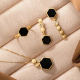 Geometric Honeycomb Agate Jewelry Set - Chinese Retro Charm