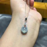 Natural Ice Seed Chalcedony Egg Pendant Necklace