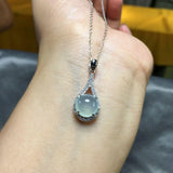Natural Ice Seed Chalcedony Egg Pendant Necklace