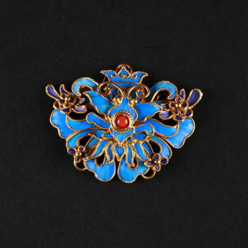 Enamel Porcelain Court Brooch Vintage Women's Jewelry