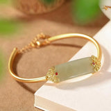 Ancient Craftsmanship Inlaid Hollow Pattern Hetian Jade Bracelet Charm
