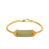 Ancient Craftsmanship Inlaid Hollow Pattern Hetian Jade Bracelet Charm