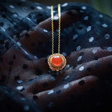 Chalcedony Inlaid Round Pendant Ladies Jewelry
