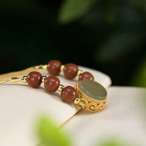 Southern Red Hetian Yu Open Sachet Bracelet Jewelry