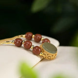 Southern Red Hetian Yu Open Sachet Bracelet Jewelry