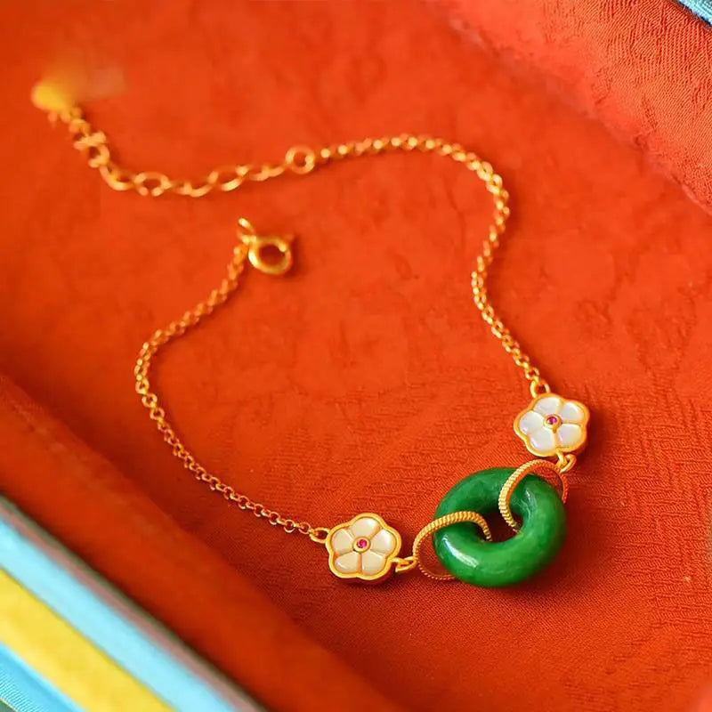 Handcrafted Natural Hetian Jade Bracelet for Women