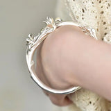 Ethnic Carved Orchid Silver Bracelet - Cold Silver Jewelry