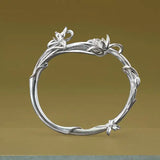 Ethnic Carved Orchid Silver Bracelet - Cold Silver Jewelry