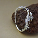 Ethnic Carved Orchid Silver Bracelet Cold Silver Jewelry