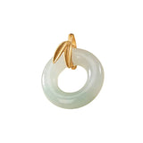 Natural Hetian Jade Bamboo Leaf Necklace Pendant Silver Jewelry