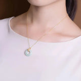 Natural Hetian Jade Bamboo Leaf Necklace Pendant Silver Jewelry