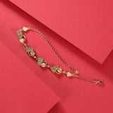 Zircon Inlaid Hetian Jade Gourd & Silver Jewelry Set