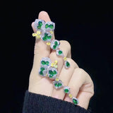 Emerald Crystal Inlaid Irregular Long Earrings