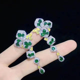 Emerald Crystal Inlaid Irregular Long Earrings