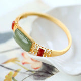 Vintage Natural Hetian Red Tourmaline Bracelet - Retro Silver Jewelry