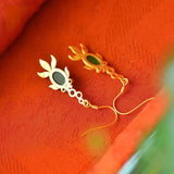 Natural Hetian Jade Enamel Porcelain Goldfish Earrings