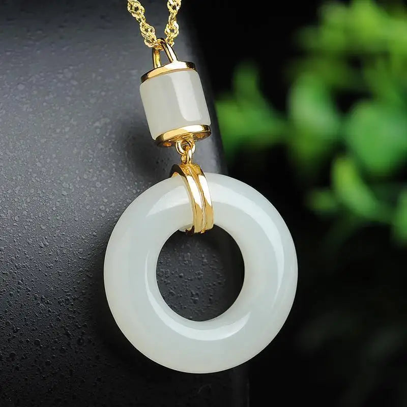 Genuine Hetian Jade Silver Jewelry Set for Women