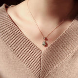 Green Chalcedony Gourd Necklace Pendant Charm Chinese Art Jewelry