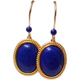 Oval Lapis Lazuli Short Earrings Silver Jewelry
