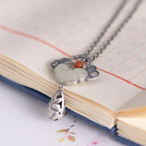 Vintage Ethnic Hetian Jade Peony Tassel Pendant Necklace