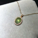 Silver Inlaid Prehnite Pendant Necklace Charm
