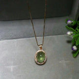 Silver Inlaid Prehnite Pendant Necklace Charm