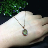 Silver Inlaid Prehnite Pendant Necklace Charm