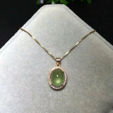 Silver Inlaid Prehnite Pendant Necklace Charm