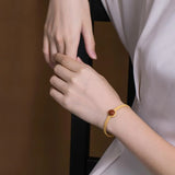 Silver Inlaid Red Tourmaline Bracelet Weaving Jewelry