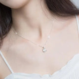 Plum Blossom Egg Chalcedony Necklace Pendant Charm Retro Silver Jewelry
