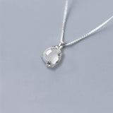 Plum Blossom Egg Chalcedony Necklace Pendant Charm Retro Silver Jewelry