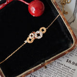 Silver Inlaid Crystal Bracelet for Women God of Fortune Chinese Dinner Accessory