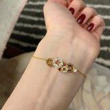 Silver Inlaid Crystal Bracelet for Women God of Fortune Chinese Dinner Accessory