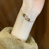 Silver Inlaid Crystal Bracelet for Women God of Fortune Chinese Dinner Accessory