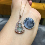 Silver Diamond Ice Chalcedony Gourd Pendant Necklace Charm