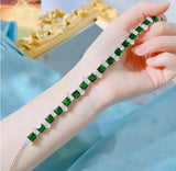Green Rhinestone Bracelet for Women