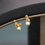 Asymmetric Cat Pearl Earrings for Women
