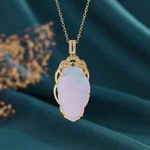 Designer's Chalcedony Leaf Pendant Necklace for Women