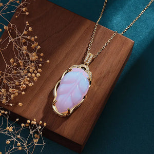 Designer's Chalcedony Leaf Pendant Necklace for Women