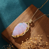 Designer's Chalcedony Leaf Pendant Necklace for Women