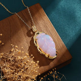 Designer's Chalcedony Leaf Pendant Necklace for Women