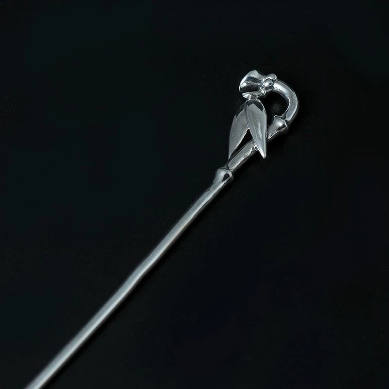 Thai Silver Retro Bamboo Hairpin Charm for Hanfu
