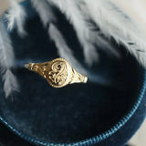 Creative Silver Inlaid Carved Adjustable Ring