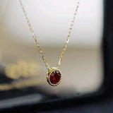 Designer Silver Inlaid Garnet Necklace Pendant Chinese Retro Charm