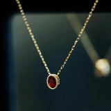 Designer Silver Inlaid Garnet Necklace Pendant Chinese Retro Charm
