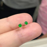 Unique Silver Inlaid Sun Green Chalcedony Round Earrings