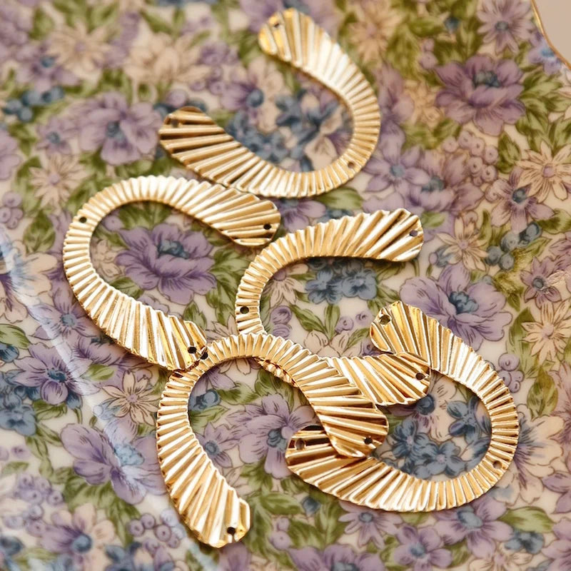 Gold-Plated Three-Hole Link Pendant Earrings