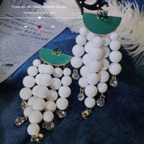 Turquoise Drop Earrings Vintage Fringe Beaded Promotional Earrings